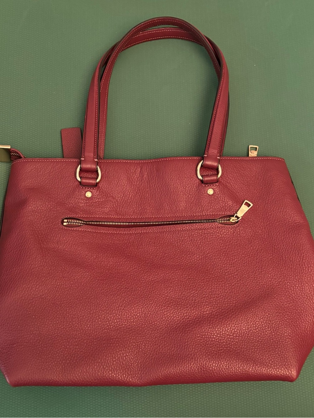 Coach Burgundy Pebbled Leather Tote with Gold Hardware - Picture 4 of 11
